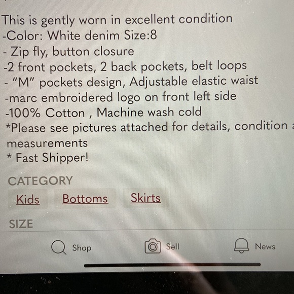 Marc Jacob Kids Girls Mini Skirt Size 8 - Picture 8 of 8